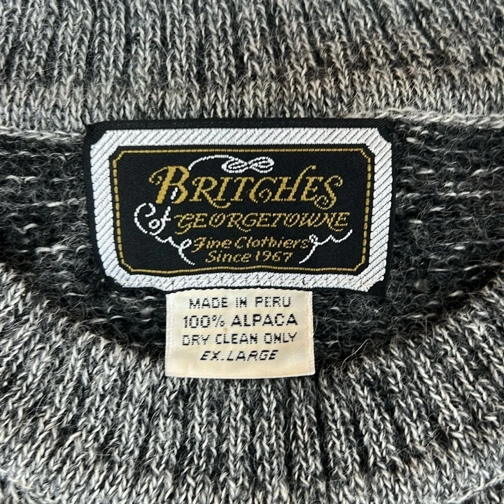 Britches of Georgetowne 100% Alpaca Wool Crewneck Sweater, Gray, XL